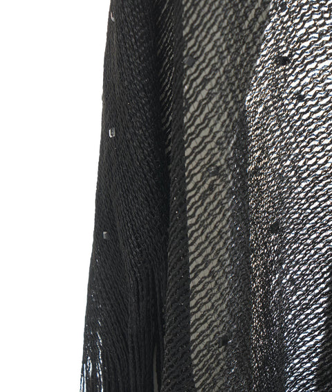 Poncho in maglia con strass #nero