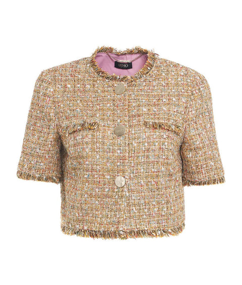 Giacca cropped in boucle #oro