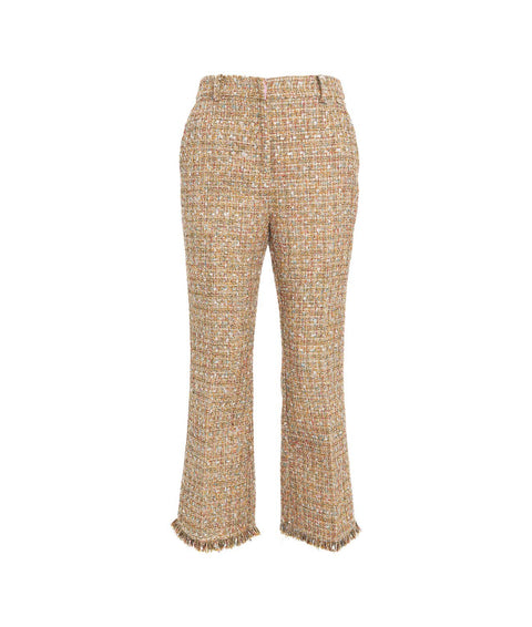 Tweed trousers with fringes #multicolore