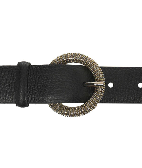 Leather belt with buckle #nero