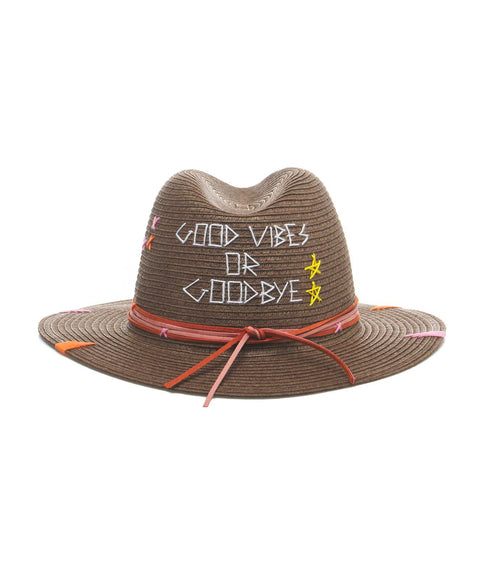 Cappello di paglia “Good Vibes” #marrone