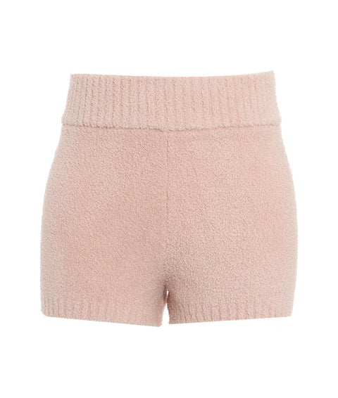 Pantaloncini in tessuto teddy #rosa