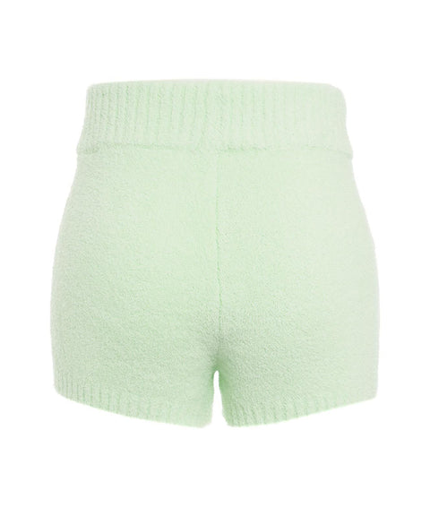 Pantaloncini in tessuto teddy #verde
