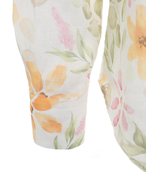 Linen shirt with floral print #multicolore