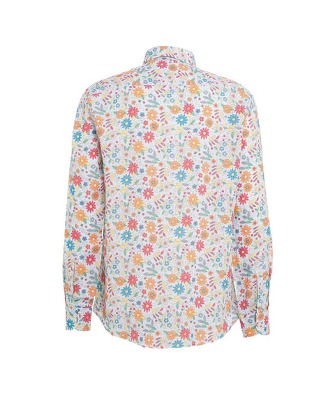 Camicia in lino con stampa floreale #multicolore